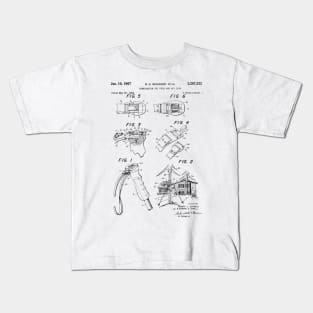 Combination Ski Pole & Ski Black Patent Kids T-Shirt